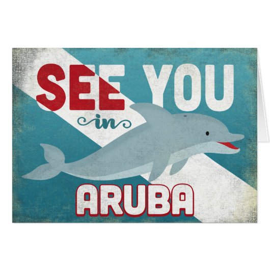 Aruba Dolphin - Retro Vintage Travel (Voorkant Horizontaal)