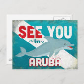 Aruba Dolphin - Retro Vintage Travel Briefkaart (Voorkant / Achterkant)