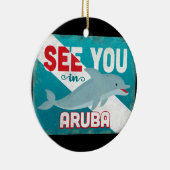 Aruba Dolphin - Retro Vintage Travel Keramisch Ornament (Rechts)
