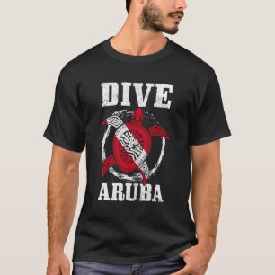 Aruba Duiken Vlag Zee Schildpad Scuba Duiker Div T-shirt