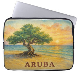 Aruba Eagle Beach Divi Tree Golden Hour Laptop Sleeve