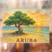 Aruba Eagle Beach Divi Tree Golden Hour Raamsticker (Vel 2)