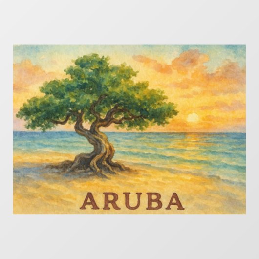 Aruba Eagle Beach Divi Tree Golden Hour Raamsticker (Vel)