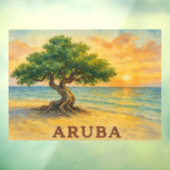 Aruba Eagle Beach Divi Tree Golden Hour Raamsticker (Vel 3)