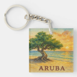 Aruba Eagle Beach Divi Tree Golden Hour Sleutelhanger