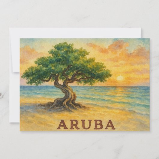 Aruba Eagle Beach Divi Tree Gouden Uur Bedankkaart (Voorkant)