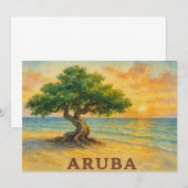 Aruba Eagle Beach Divi Tree Gouden Uur Bedankkaart (Voorkant / Achterkant)