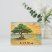 Aruba Eagle Beach Divi Tree Gouden Uur Briefkaart (Staand voorkant)