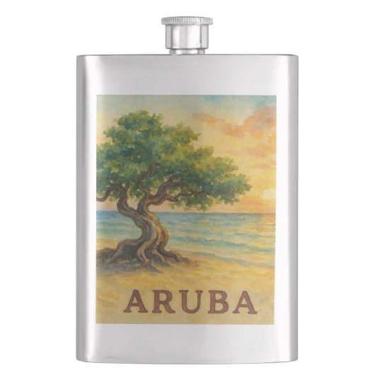 Aruba Eagle Beach Divi Tree Gouden Uur Flacon (Voorkant)