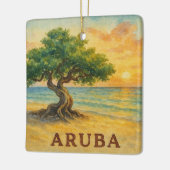 Aruba Eagle Beach Divi Tree Gouden Uur Keramisch Ornament (Links)