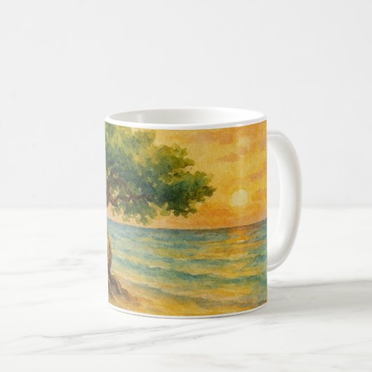 Aruba Eagle Beach Divi Tree Gouden Uur Koffiemok (Voorkant rechts)