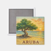 Aruba Eagle Beach Divi Tree Gouden Uur Magneet (Voorkant / Achterkant)