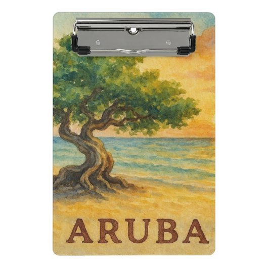 Aruba Eagle Beach Divi Tree Gouden Uur Mini Klembord (Voorkant)