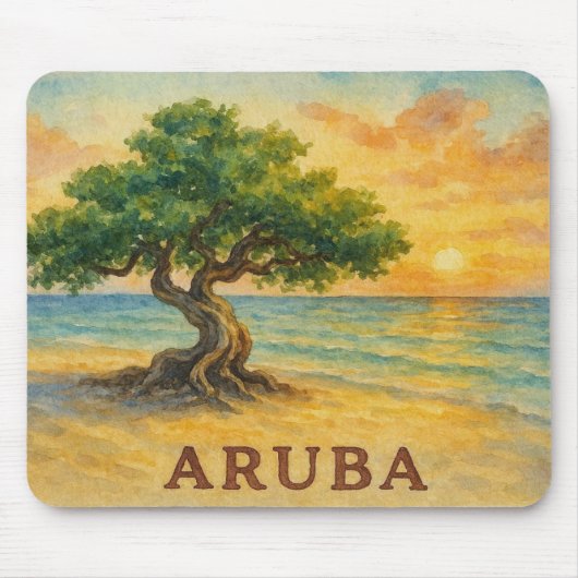 Aruba Eagle Beach Divi Tree Gouden Uur Muismat (Voorkant)