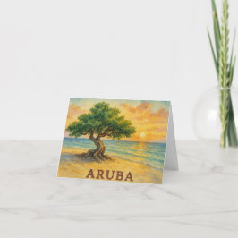 Aruba Eagle Beach Divi Tree Gouden Uur Notitiekaartje