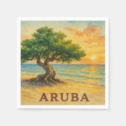 Aruba Eagle Beach Divi Tree Gouden Uur Servet (Voorkant)