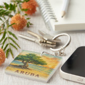 Aruba Eagle Beach Divi Tree Gouden Uur Sleutelhanger (Voorkant Rechts)