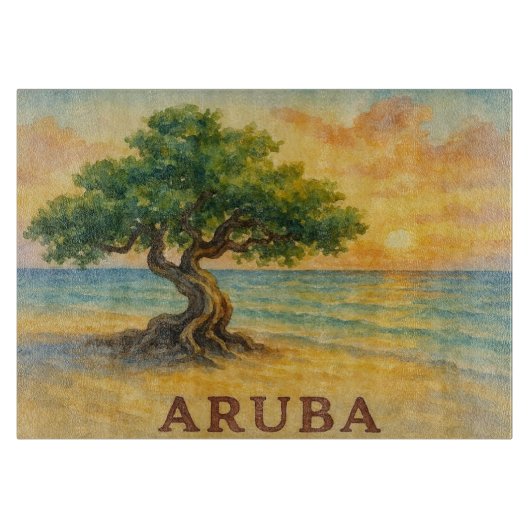 Aruba Eagle Beach Divi Tree Gouden Uur Snijplank (Voorkant)
