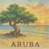 Aruba Eagle Beach Divi Tree Gouden Uur Sticker (Voorkant)
