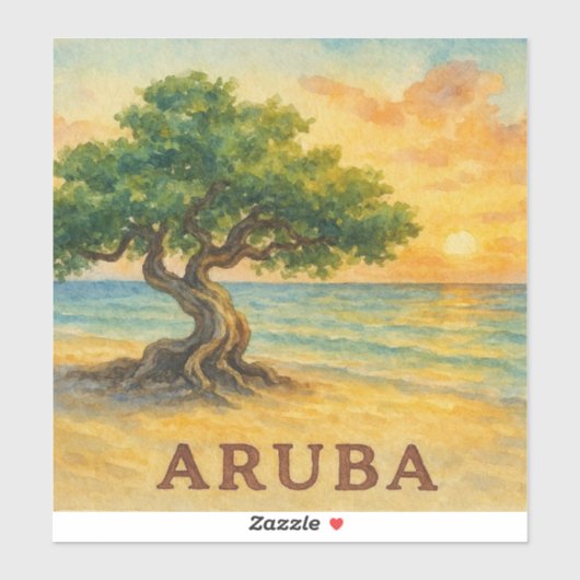 Aruba Eagle Beach Divi Tree Gouden Uur Sticker (Vel)