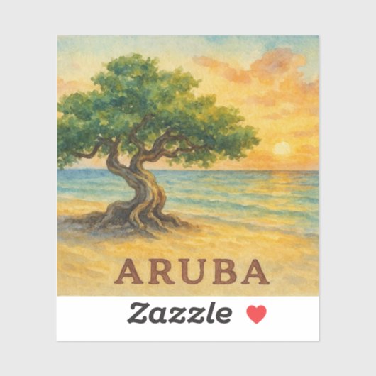 Aruba Eagle Beach Divi Tree Gouden Uur Sticker (Vel)