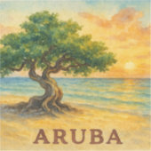 Aruba Eagle Beach Divi Tree Gouden Uur Sticker (Voorkant)