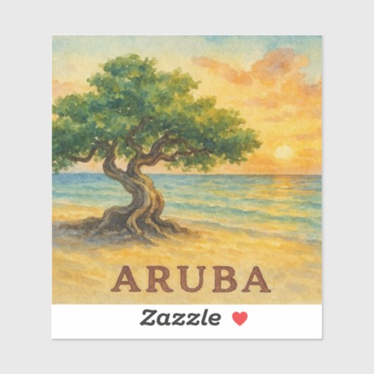 Aruba Eagle Beach Divi Tree Gouden Uur Sticker (Vel)