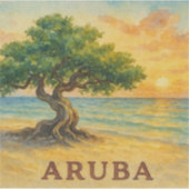 Aruba Eagle Beach Divi Tree Gouden Uur Sticker (Voorkant)