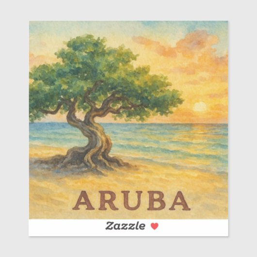 Aruba Eagle Beach Divi Tree Gouden Uur Sticker (Vel)
