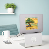 Aruba Eagle Beach Divi Tree Gouden Uur Sticker (Laptop op bureau)