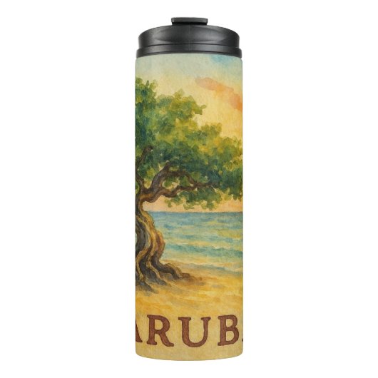 Aruba Eagle Beach Divi Tree Gouden Uur Thermosbeker (Voorkant)