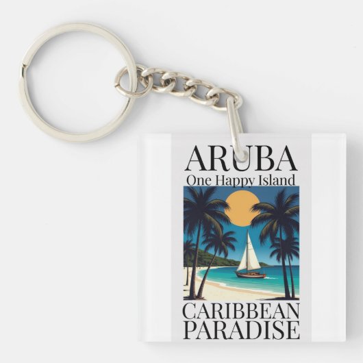 Aruba: één gelukkig eiland sleutelhanger (voorkant)