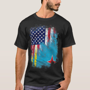 Aruba en Amerikaan met vlaggespoeld cadeau T-shirt