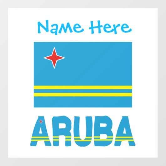Aruba en Arubaanse vlag Blauwe Personalisatie Raamsticker (Vel)