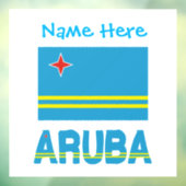 Aruba en Arubaanse vlag Blauwe Personalisatie Raamsticker (Vel 3)