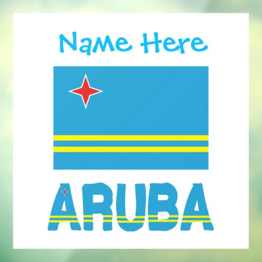 Aruba en Arubaanse vlag Blauwe Personalisatie Raamsticker (Vel 3)