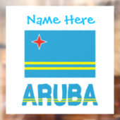 Aruba en Arubaanse vlag Blauwe Personalisatie Raamsticker (Vel 2)