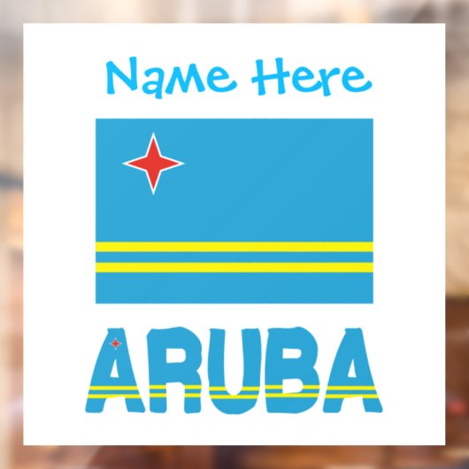 Aruba en Arubaanse vlag Blauwe Personalisatie Raamsticker (Vel 2)