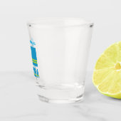Aruba en Arubaanse vlag Blauwe Personalisatie Shot Glas (Rechts)
