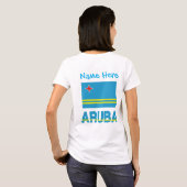 Aruba en Arubaanse vlag Blauwe Personalisatie Vrou T-shirt (Achterkant volledig)