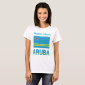 Aruba en Arubaanse vlag Blauwe Personalisatie Vrou T-shirt (Voorkant volledig)