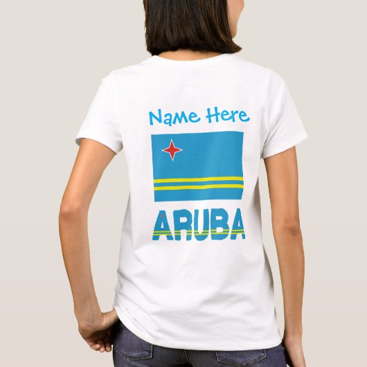 Aruba en Arubaanse vlag Blauwe Personalisatie Vrou T-shirt (Achterkant)