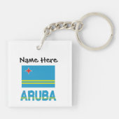 Aruba en Arubaanse vlag Gepersonaliseerd Sleutelhanger (Achterkant)