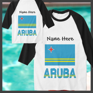 Aruba en Arubaanse Vlag Gepersonaliseerde Lange Mo T-shirt