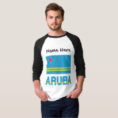 Aruba- en Aruban-vlag - Gepersonaliseerd lang gesl T-shirt (Voorkant volledig)