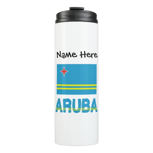 Aruba en Aruban Vlag op persoonlijke titel Thermosbeker (Voorkant)