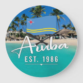 "Aruba Est. 1986" strand met vlag Grote Klok (Voorkant)