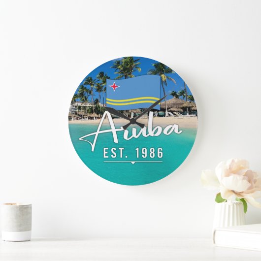 "Aruba Est. 1986" strand met vlag Grote Klok (Huis)