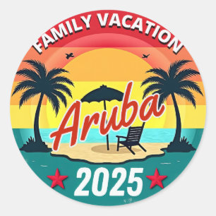 Aruba Familie Vakantie 2025 Familie Vakantie Ronde Sticker