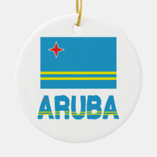 Aruba Flag en Word Keramisch Ornament